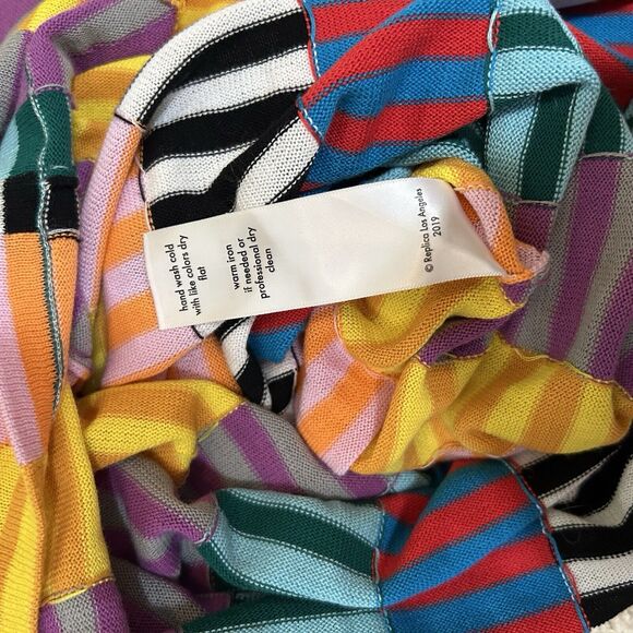 Replica Los Angeles Sheath Tank Dress Sz M Knit Colorful Multi Stripe Midi Blue - Picture 9 of 9